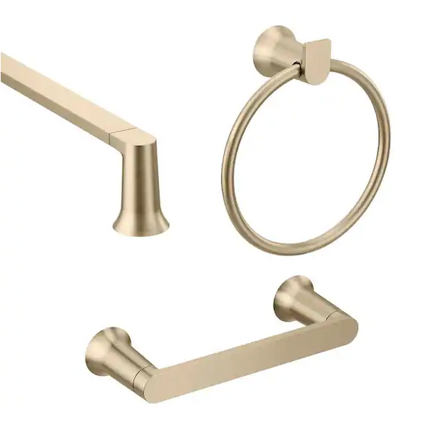 MOEN Genta 3-Piece Bath Hardware Set with 24 in. Towel Bar, Paper Holder and Towel Ring in Bronzed Gold (Number of Pieces: 3: Color/Finish: Bronzed Gold)