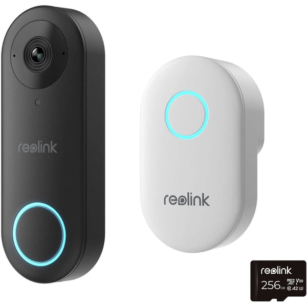 REOLINK Video Doorbell Camera with 256GB SD Card Bundle, Wired Video Doorbell, 5Ghz/2.4Ghz WiFi, 256GB SD Card for Local Storage, Chime Included