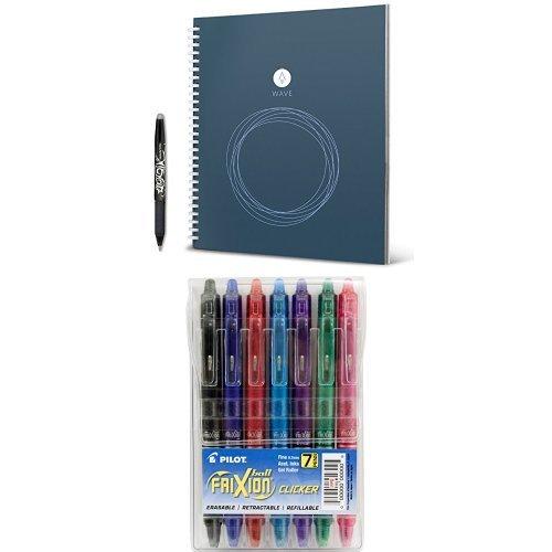 Rocketbook Wave Smart Notebook and Pilot FriXion Clicker Retractable Erasable Gel Pens (Bundle)