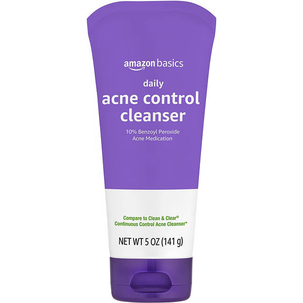 Amazon Basics Daily Acne Control Cleanser, Maximum Strength 10% Benzoyl Peroxide Acne Medication (5oz / 141g)