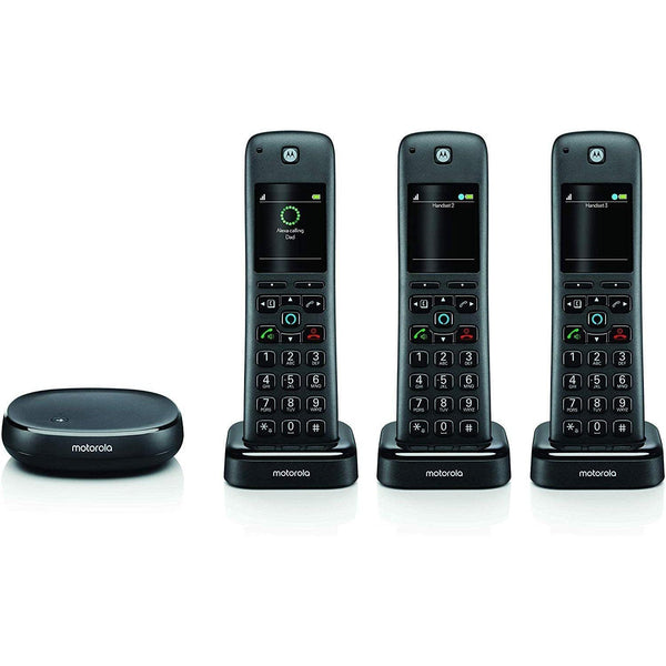 Motorola AXH03 DECT 6.0 3-Smart Cordless Phones and Answering Machine