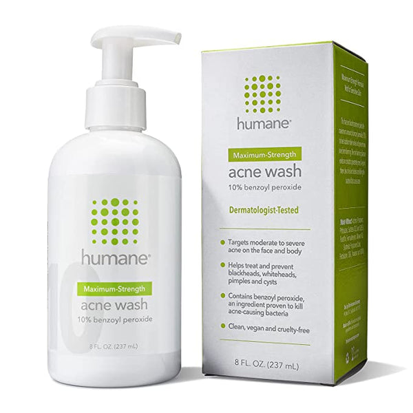 Humane Maximum-Strength Acne Wash - 10% Benzoyl Peroxide (8 oz/ 16 oz)