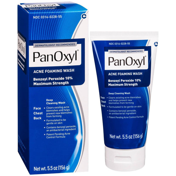 PanOxyl Acne Foaming Wash, Maximum Strength, 10% Benzoyl Peroxide - 5.5 oz
