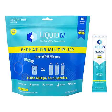 Liquid I.V. Hydration Multiplier, 30 Individual Serving Stick Packs in  Resealable Pouch